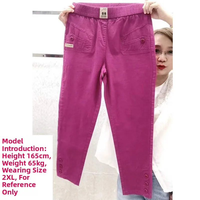 Cotton Linen Women's Loose Fit Casual Pants Thin Slimming Harlan Style High Waist Nine Points Commuter Fashion Spring 2023