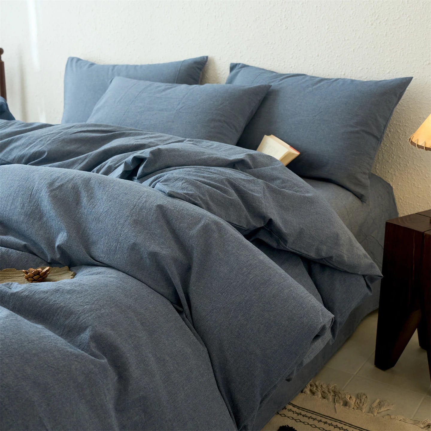 100% Cotton Duvet Cover Yarn-dyed Washed Cotton Quilt Cover Luxury Ultra Soft Wrinkle Resistant Bedding Comforter Cover