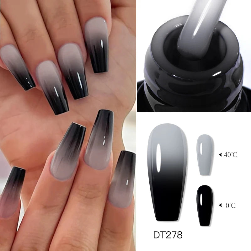 7ml Thermal Gel Nail Polish 3 Layers Temperature Color Changing Gel Winter Grey Semi Permanent Soak Off Nails Art UV Gel Varnish