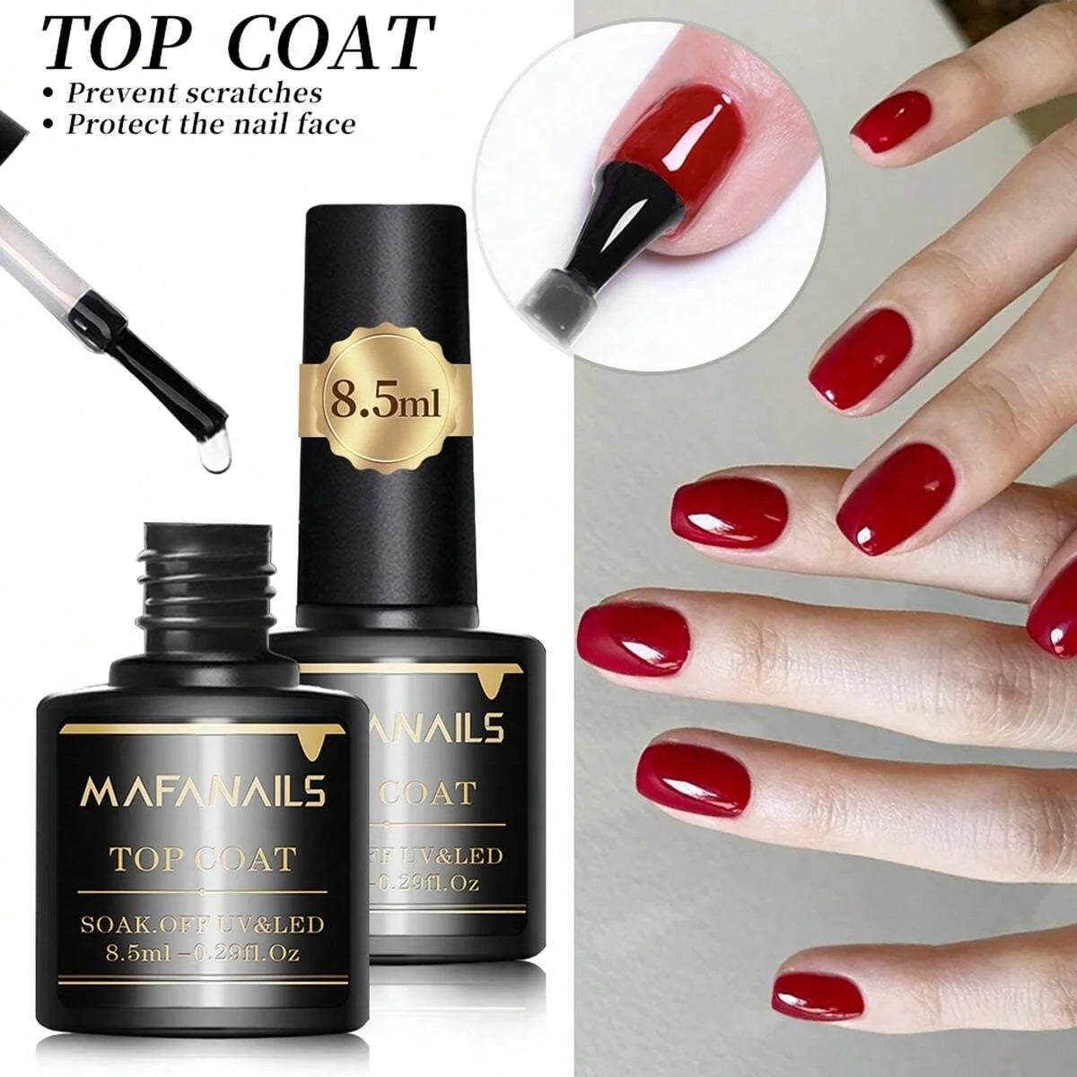2pcs 8.5ml No Wipe Gel Top Coat And Base Coat Set Soak Off LED Clear Gel Base Top Gel Long Lasting Gel Polish Base &Top Coat Gel