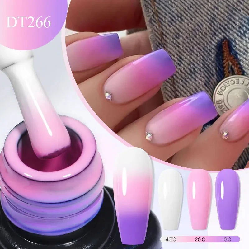 7ml Thermal Gel Nail Polish 3 Layers Temperature Color Changing Gel Winter Grey Semi Permanent Soak Off Nails Art UV Gel Varnish