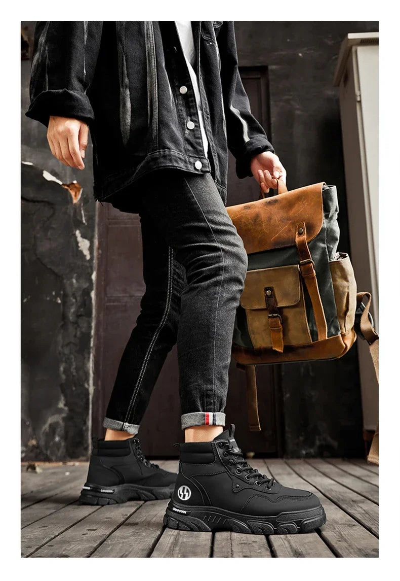 2025 autumn new breathable work boots for men, anti slip, wear-resistant, safety shoes, casual and comfortable sports shoes