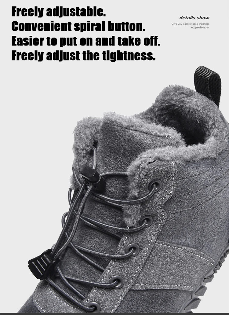 Boots Men's Non-Slip Casual Walking Shoes Wear-Resistant Mountain Hiking Sneaker Outdoor Winter Warm Cotton Shoes