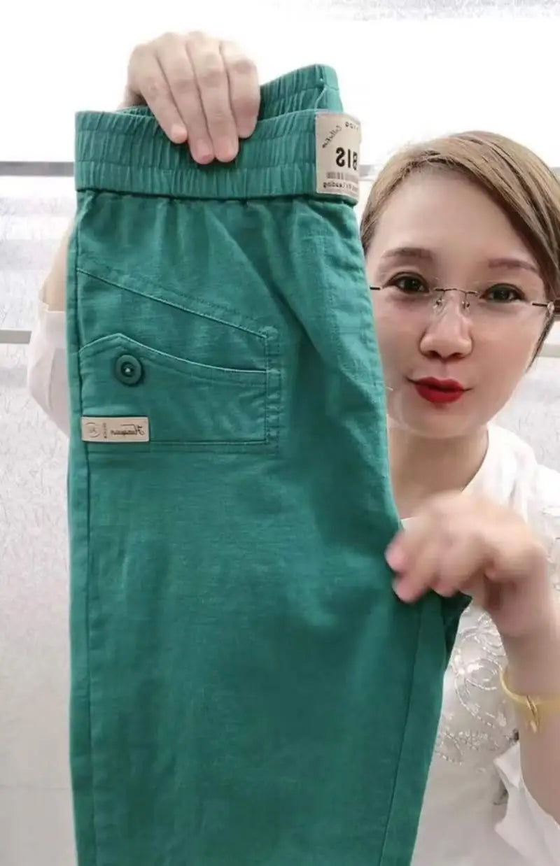 Cotton Linen Women's Loose Fit Casual Pants Thin Slimming Harlan Style High Waist Nine Points Commuter Fashion Spring 2023