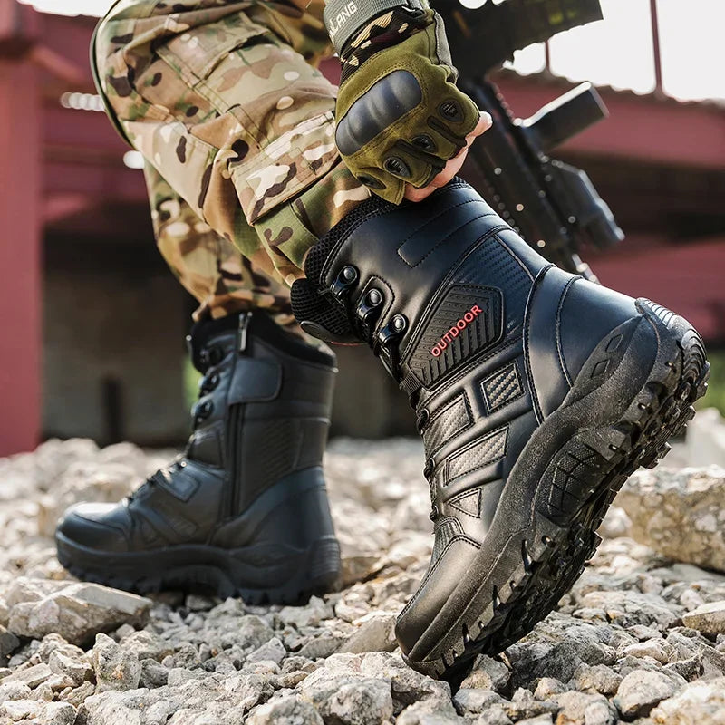 Black Boots Men High-quality Brand High Top Boots Desert Combat Men's Hiking shoe Outdoor Shoes Anti Slip Hiking Ankle Boots