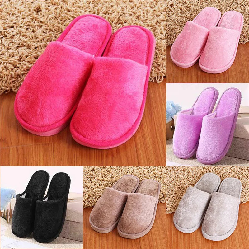 Soft Plush Cotton Cute Slippers Shoes Couple Unisex Non-Slip Floor Indoor Home Furry Slippers Women Shoes For Bedroom