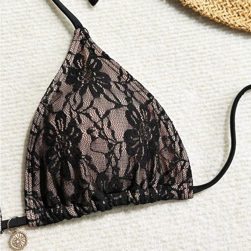 Lace Sexy Bikinis Female Swimsuits Women Three-Piece Swimwear Beach Swimming Wear Bathing Suits Brazilian Bikini Set Pool Bather