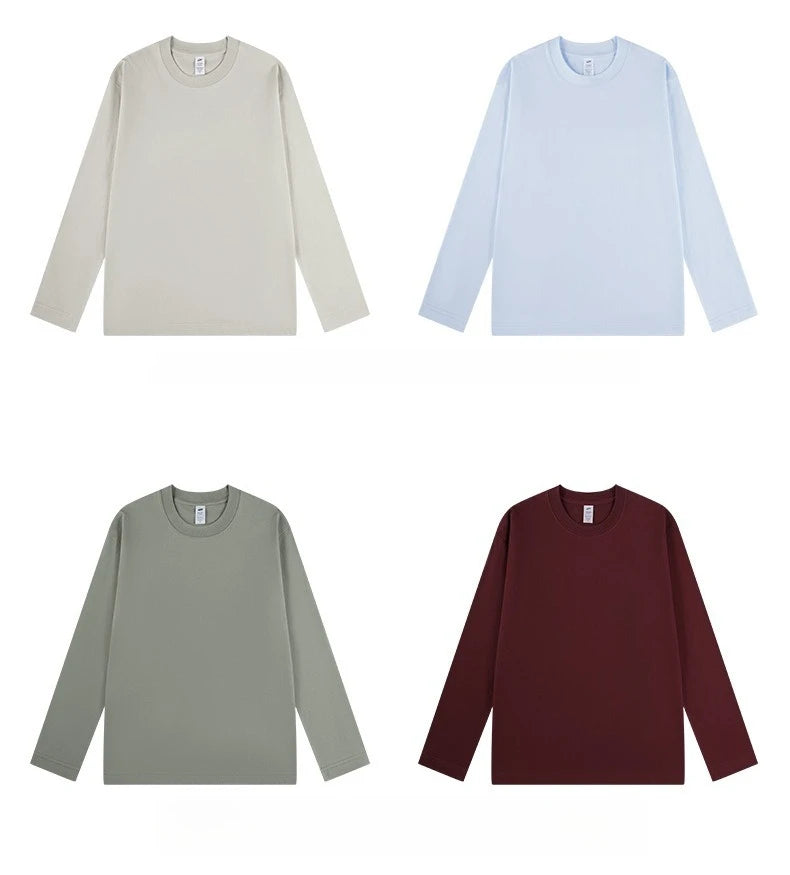 2026 100% Cotton T Shirt Women Autumn Winter Ribbed Causal O-Neck Basic Long Sleeve Harajuku Tops Fashion Loose Versatile Tees