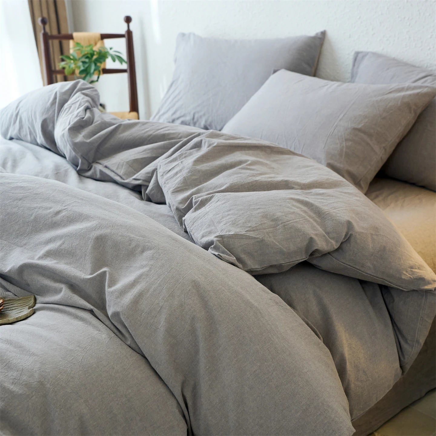 100% Cotton Duvet Cover Yarn-dyed Washed Cotton Quilt Cover Luxury Ultra Soft Wrinkle Resistant Bedding Comforter Cover