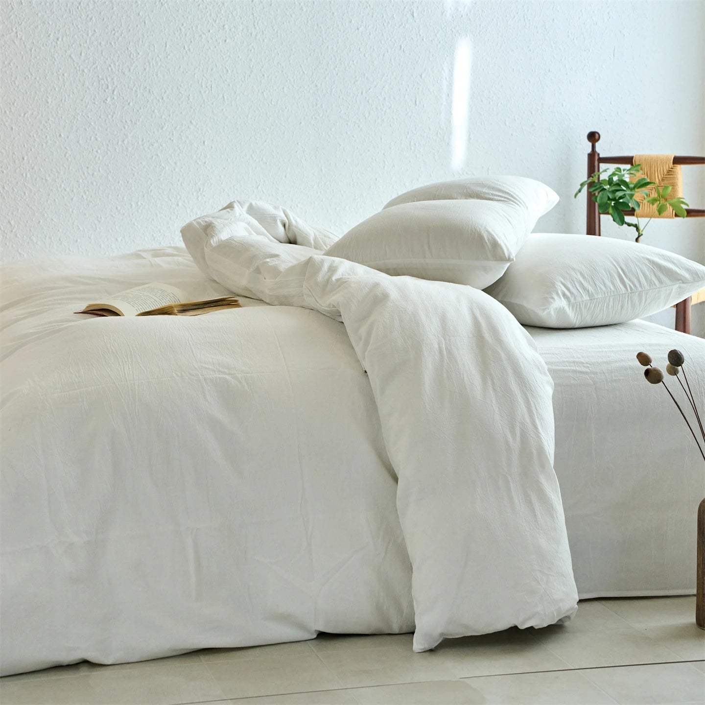 100% Cotton Duvet Cover Yarn-dyed Washed Cotton Quilt Cover Luxury Ultra Soft Wrinkle Resistant Bedding Comforter Cover