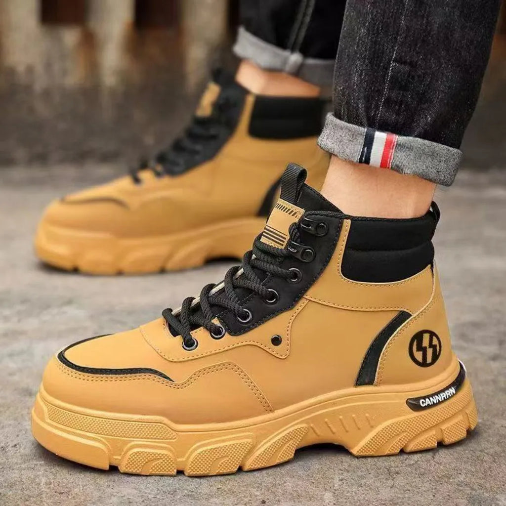 2025 autumn new breathable work boots for men, anti slip, wear-resistant, safety shoes, casual and comfortable sports shoes