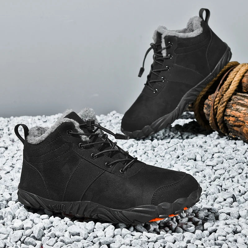 Boots Men's Non-Slip Casual Walking Shoes Wear-Resistant Mountain Hiking Sneaker Outdoor Winter Warm Cotton Shoes