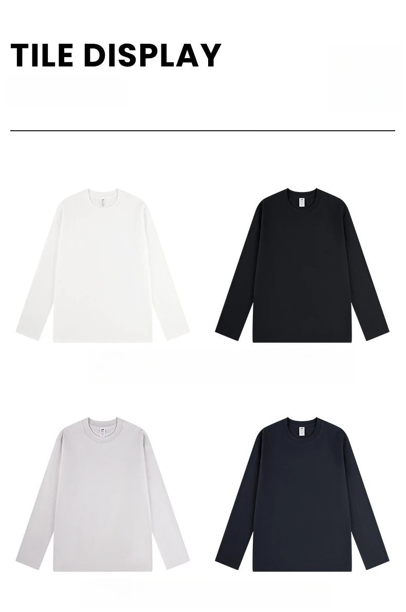 2026 100% Cotton T Shirt Women Autumn Winter Ribbed Causal O-Neck Basic Long Sleeve Harajuku Tops Fashion Loose Versatile Tees