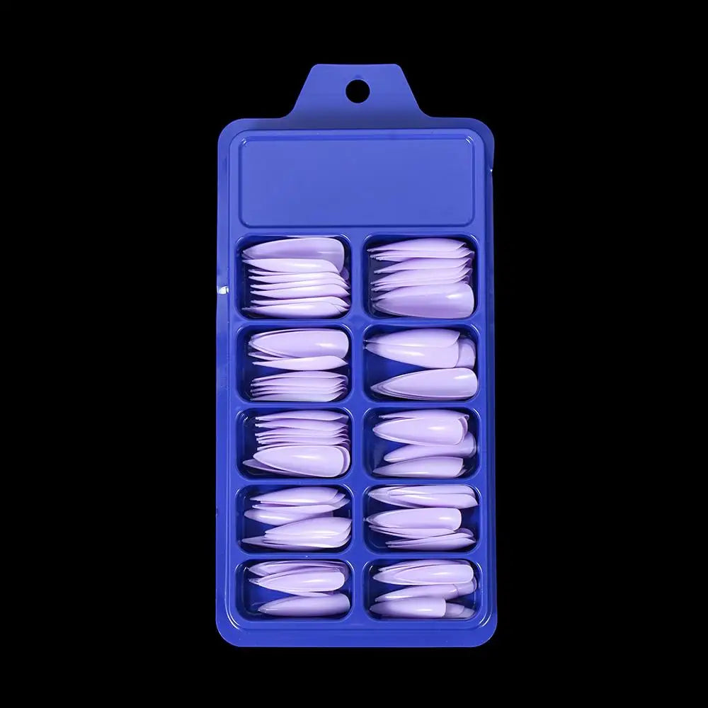 100 PCS/Box Solid Colour False Nail Tips Fake Nails Art Long Stiletto Acrylic Manicure DIY Tools Full Style 20Colors