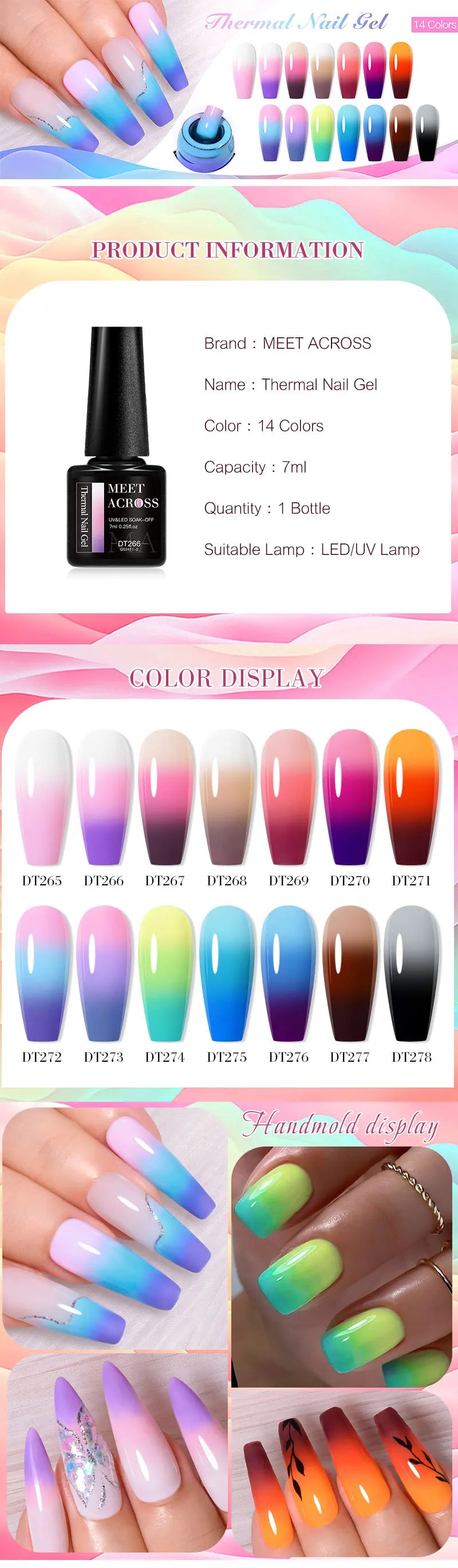 7ml Thermal Gel Nail Polish 3 Layers Temperature Color Changing Gel Winter Grey Semi Permanent Soak Off Nails Art UV Gel Varnish