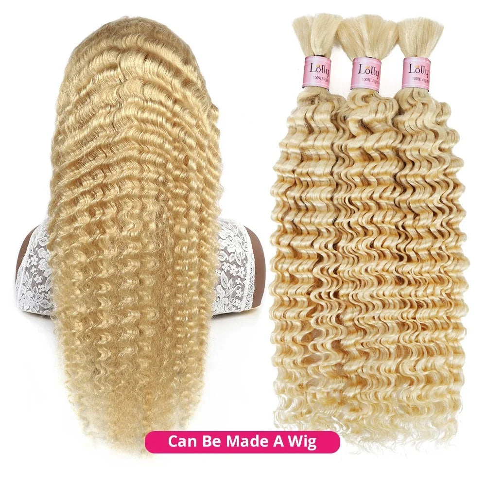16-24 Inch Deep Wave Human Braiding Hair 100% Unprocessed Human Hair Braiding Hair No Weft Curly Bulk Human Hair for Braiding