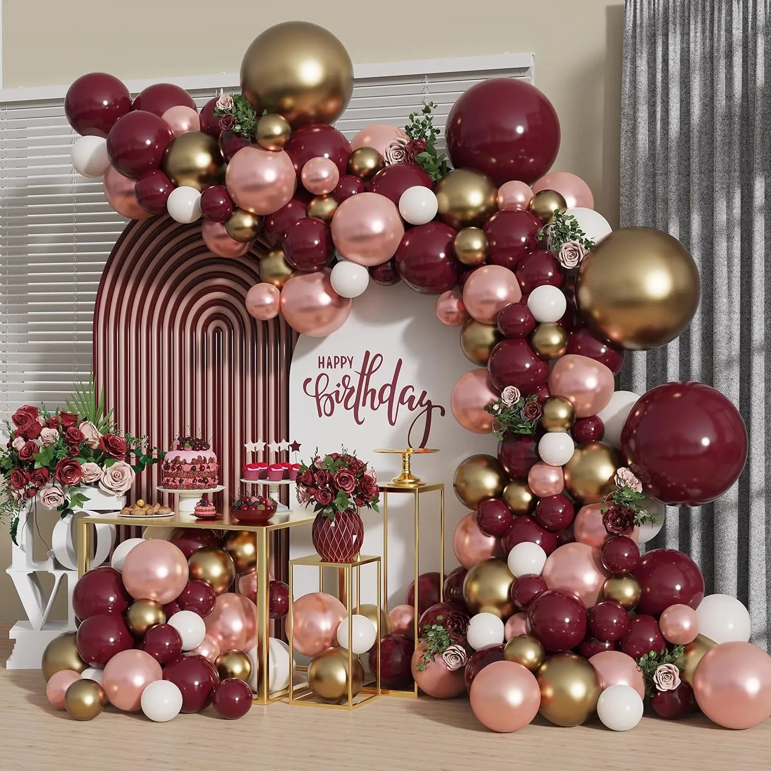 142Pcs DIY Garland Balloons Kits with For Birthday Party Celebration Graduation Wedding Baby Shower Ceremony Anniversary