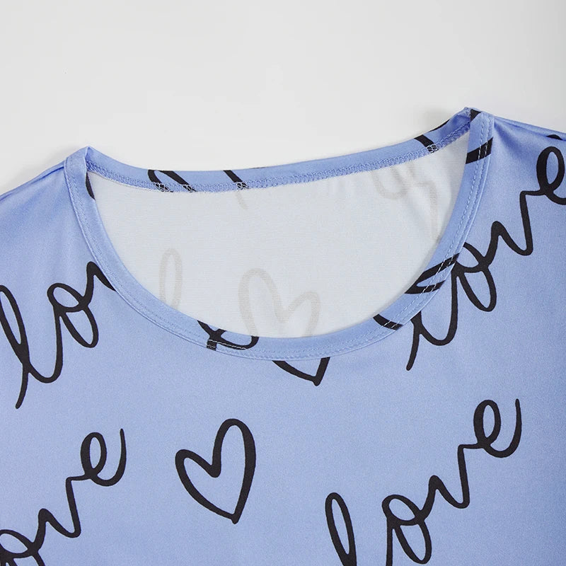 Women Pajamas Sets Short Sleeve Nightwear Top and Pants Sleepwear 2 Piece Pjs Loungewear Cartoon Print Pyjamas Set Nightwear