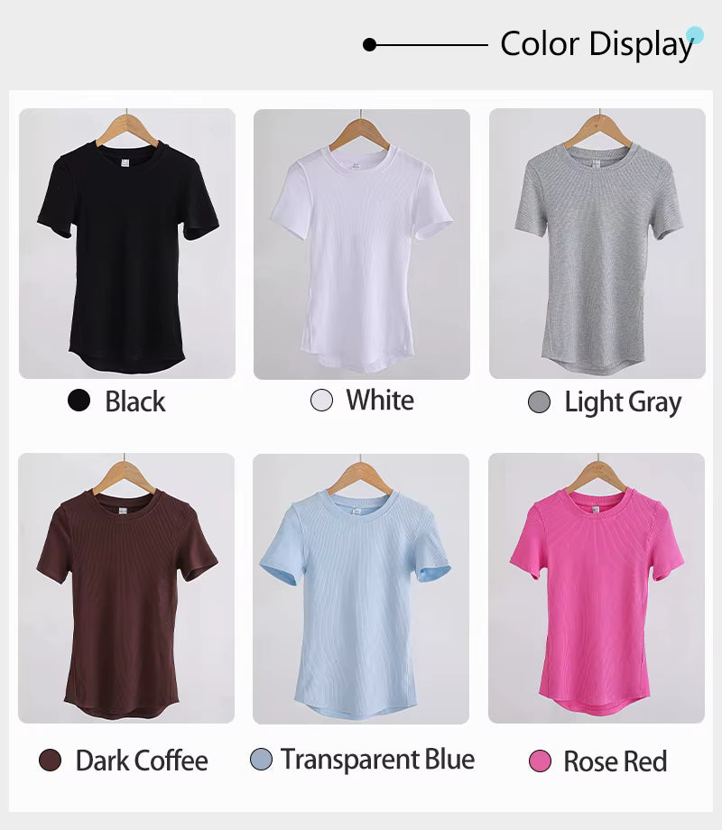 Women's Workout Yoga Shirts Athletic Compression Tee Dry Fit Gym Basic Tops Sports Blouses Top Fitness Running T-shirts Clothes